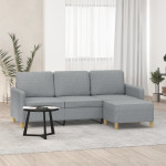 Trivietė sofa su pakoja, šviesiai pilka, 180cm, audinys