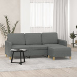 Trivietė sofa su pakoja, tamsiai pilkos spalvos, 180cm, audinys