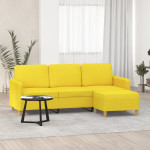 Trivietė sofa su pakoja, šviesiai geltona, 180cm, audinys