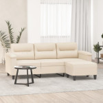 Trivietė sofa su pakoja, smėlio, 180cm, mikropluošto audinys