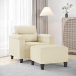 Krėslas su pakoja, kreminės spalvos, 60cm, dirbtinė oda