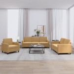 Sofos komplektas, 3 dalių, rudos spalvos, aksomas