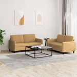 Sofos komplektas, 2 dalių, rudos spalvos, aksomas