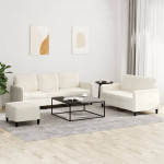 Sofos komplektas, 3 dalių, kreminės spalvos, aksomas