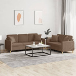 Sofos komplektas su pagalvėmis, 2 dalių, rudas, audinys