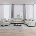 Sofos komplektas su pagalvėmis, 3 dalių, pilkas, audinys