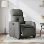 Elektrinis masažinis krėslas, tamsiai pilkas, audinys