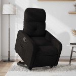 Atsistojantis atlošiamas krėslas, juodos spalvos, audinys