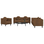 Sofos komplektas su pagalvėmis, 3 dalių, rudas, aksomas