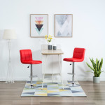 Baro taburetės, 2vnt., raudonos, dirbtinė oda