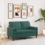 Dvivietė sofa su pagalvėlėmis, tamsiai žalia, 120cm, aksomas