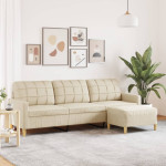 Trivietė sofa su pakoja, kreminės spalvos, 210cm, audinys