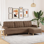 Trivietė sofa su pakoja, rudos spalvos, 210cm, audinys
