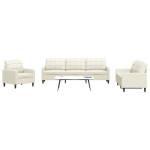 Sofos komplektas su pagalvėlėmis, 4 dalių, kreminis, aksomas