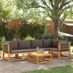 6 dalių sodo sofų komplektas su pagalvėlėmis, akacijos mediena ir virvė