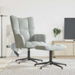 Poilsio kėdė su pakoja, šviesiai pilkos spalvos, aksomas