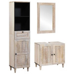 Vonios baldų rinkinys 3 pcs Balta mango medienos masyvas