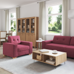 Sofa 3 pcs Vėjo raudona Lino mišinio audinys