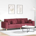 Sofa su pagalve Vyno raudona 250 x 77 x 76 cm audinys