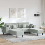 Sofa su pagalve 3 pcs Šviesiai pilka Aksomas