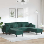 Sofa su pagalve 3 pcs Tamsiai žalia Aksomas