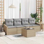 Sofos komplektas 5 pcs Bežinė ir šviesiai pilka poliratanas