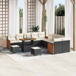 Sodo Sofų Rinkinys su pagalve 13 pcs Juoda ir kreminė