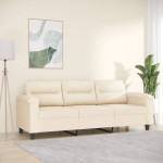 Trivietė sofa, smėlio spalvos, 180cm, mikropluošto audinys