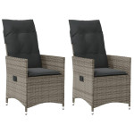 Atlošiamos sodo kėdės su pagalvėmis, 2vnt., pilkos, poliratanas