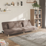 Dvivietė sofa-lova su dvejomis pagalvėmis, taupe, audinys