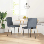 Valgomojo kėdės, 2vnt., tamsiai pilkos spalvos, aksomas