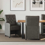 Valgomojo Kėdės su Ratukais 2 pcs Juoda 58 x 67 x 97 cm