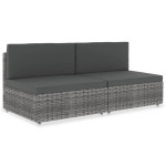 Modulinė dvivietė sofa, pilkos spalvos, poliratanas