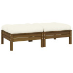 Dvivietė sodo sofa su kreminėmis pagalvėlėmis, pušies masyvas