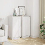 Šoninės spintelės, 2vnt., baltos, 31,5x34x75cm, pušies masyvas