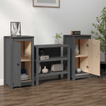 Šoninės spintelės, 2vnt., pilkos, 39x35x80cm, pušies masyvas