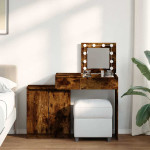 Kosmetinis staliukas su LED, dūminio ąžuolo, 115x37x110,5cm