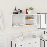 Sieninė vonios kambario spintelė, baltos, 100x25x40cm, mediena