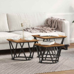 Kavos staliukas 3 pcs Senovinis medis