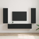 TV sieninė spintelė 2 pcs Juoda 30 x 31 x 100 cm