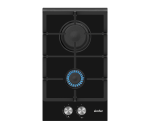 Simfer | Hob | H3.201.TGRSP | Gas on glass | Number of burners/cooking zones 2 | Rotary knobs | Black