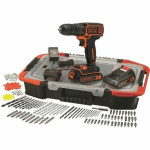"BLACK+DECKER Bevielė Gręžimo ir Vėrimo Mašina 18 V Li-Ion su Įkrovikliu BDCDC18BAST-QW su 160 Priedų, 2 Baterijos 1,5 Ah, 1"