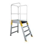 Kopėčios aliuminės, su darbine aikštele ir porankiais, 3 pakopų FORTE (SLOVAKIJA)