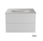 Pakabinama vonios spintelė su praustuvu Besco Akya Linea, 66 cm, balta