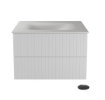 Pakabinama vonios spintelė su praustuvu Besco Akya Linea, 76 cm, balta