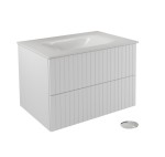 Pakabinama vonios spintelė su praustuvu Besco Akya Linea, 76 cm, balta