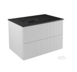 Pakabinama vonios spintelė su praustuvu Besco Akya Linea, 76 cm, balta/pilka