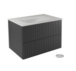 Pakabinama vonios spintelė su praustuvu Besco Akya Linea, 66 cm, pilka/balta