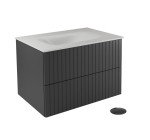 Pakabinama vonios spintelė su praustuvu Besco Akya Linea, 66 cm, pilka/balta