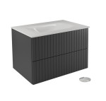 Pakabinama vonios spintelė su praustuvu Besco Akya Linea, 66 cm, pilka/balta